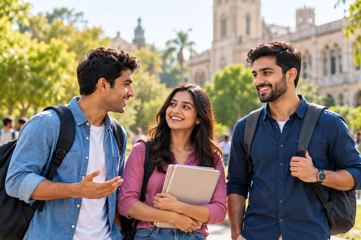 Students exploring their international campus